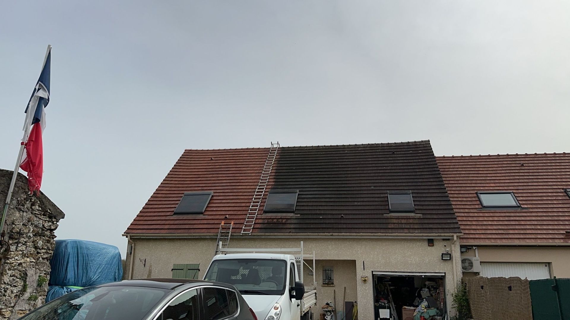 Nettoyage de toiture avant/après