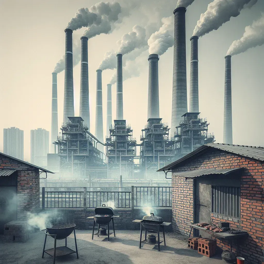 Sale humo de las chimeneas de una fábrica