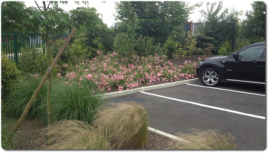 Aménagement fleuri parking