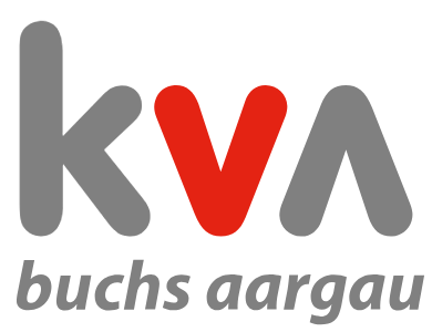 Logo für KVA Buchs Aargau, mit grauen Buchstaben