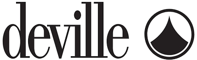 Le mot « Deville » en lettres minuscules noires à empattement, à côté d'une icône circulaire contenant une forme triangulaire noire.