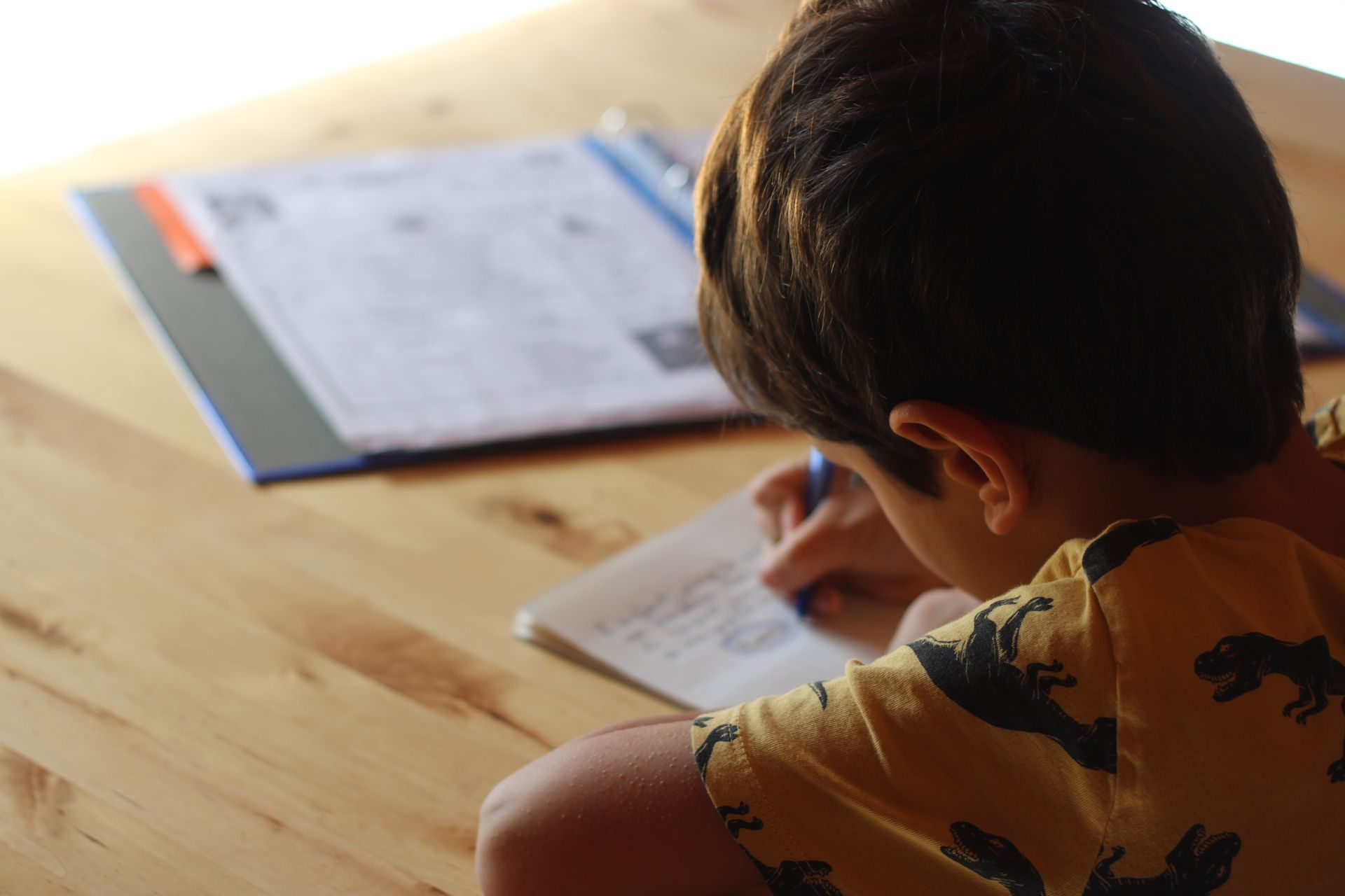 Un enfant qui fait ses devoirs