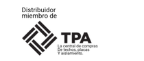A black and white logo for tpa la central de compras de techos placas y aislamiento