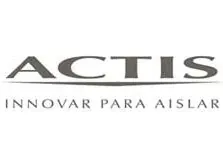 El logo de Actis es en blanco y negro y dice innovar para aislar.