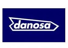 El logotipo de Danosa está sobre un fondo azul.