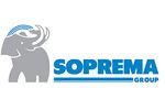 Un logotipo para una empresa llamada Soprama Group con un elefante en él.