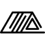 Un logotipo en blanco y negro con un triángulo en el medio.
