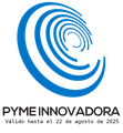 Logotipo azul y blanco para “PYME INNOVADORA” con diseño tipo diana y fecha de validación 22 de agosto de 2025.