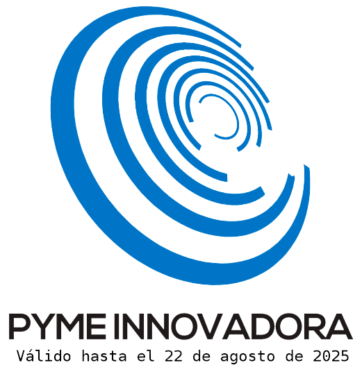 Logotipo azul y blanco para “PYME INNOVADORA” con diseño tipo diana y fecha de validación 22 de agosto de 2025.