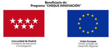 Logotipos de la Comunidad de Madrid y de la Unión Europea, en referencia al programa 