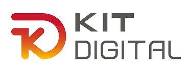 Logotipo de KIT DIGITAL. Letras estilizadas «K» y «D» en degradado naranja-rojo. «KIT DIGITAL» en gris a la derecha.