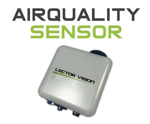 Dispositivo sensor de calidad del aire con el texto 