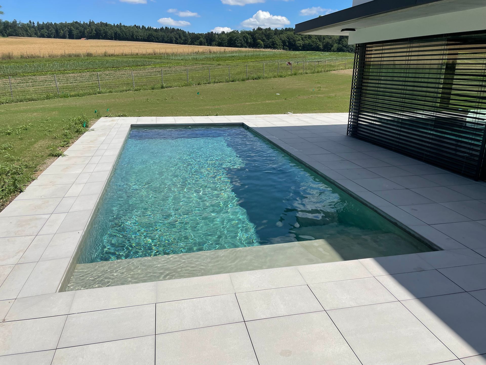 Modernes Schwimmbad im Betonbecken