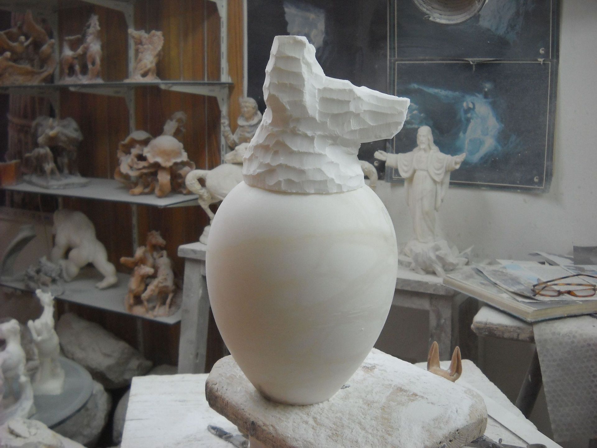 Tuscan alabaster pet urn