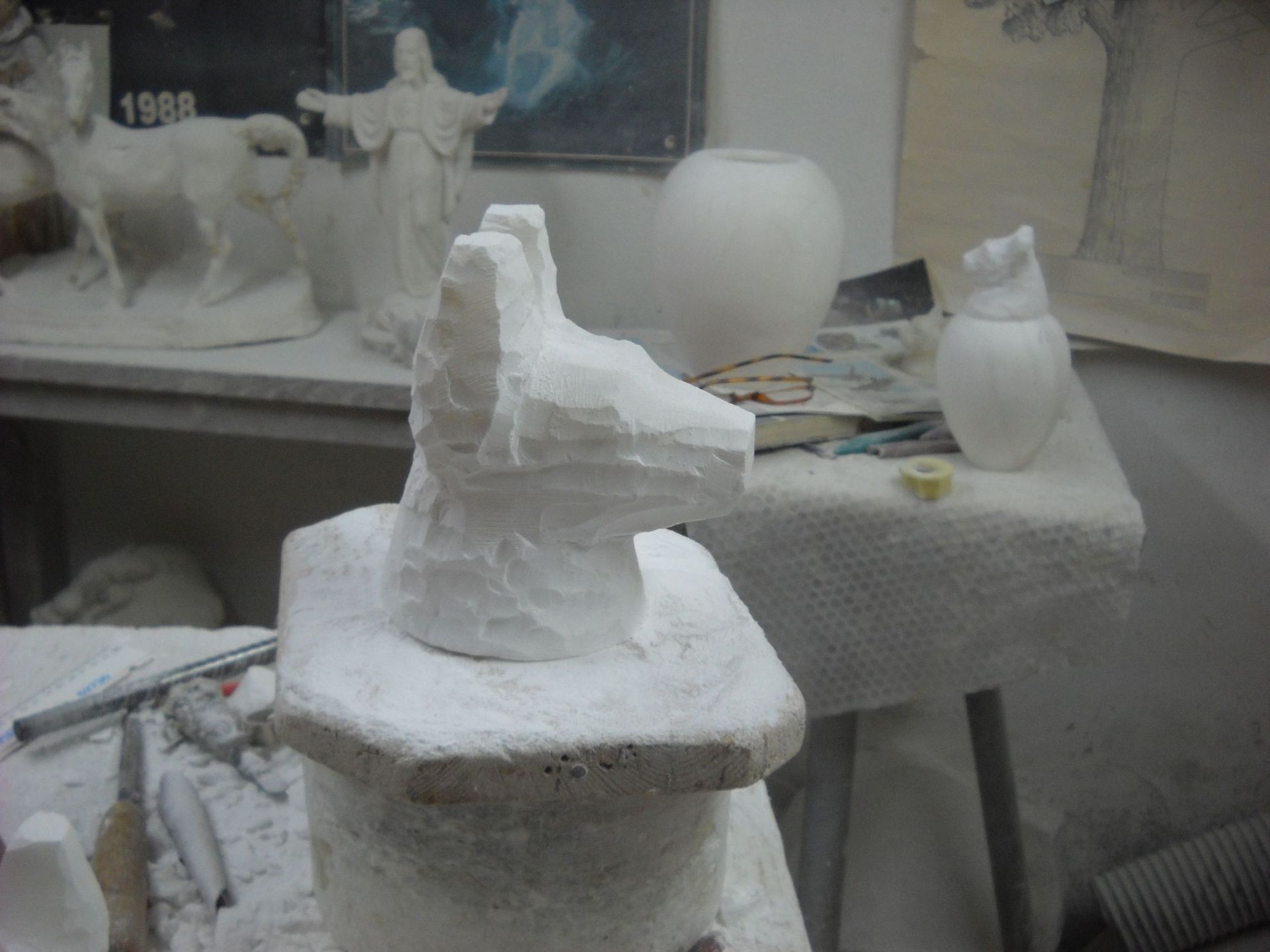 Tuscan alabaster pet urn