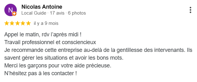 Avis client Google 2