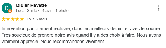 Avis client Google 5