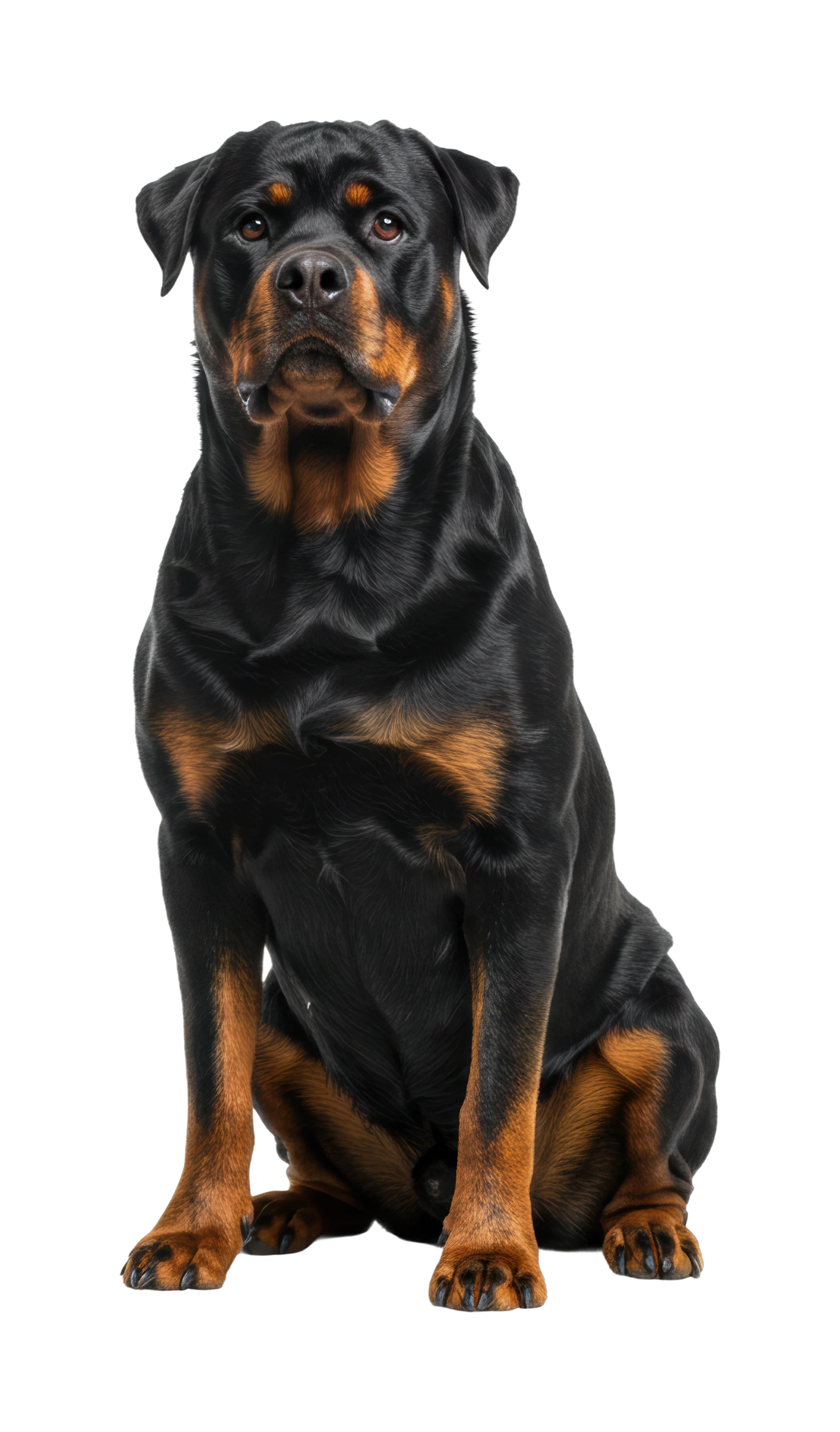 Rottweiler au pelage noir et aux marques brunes.