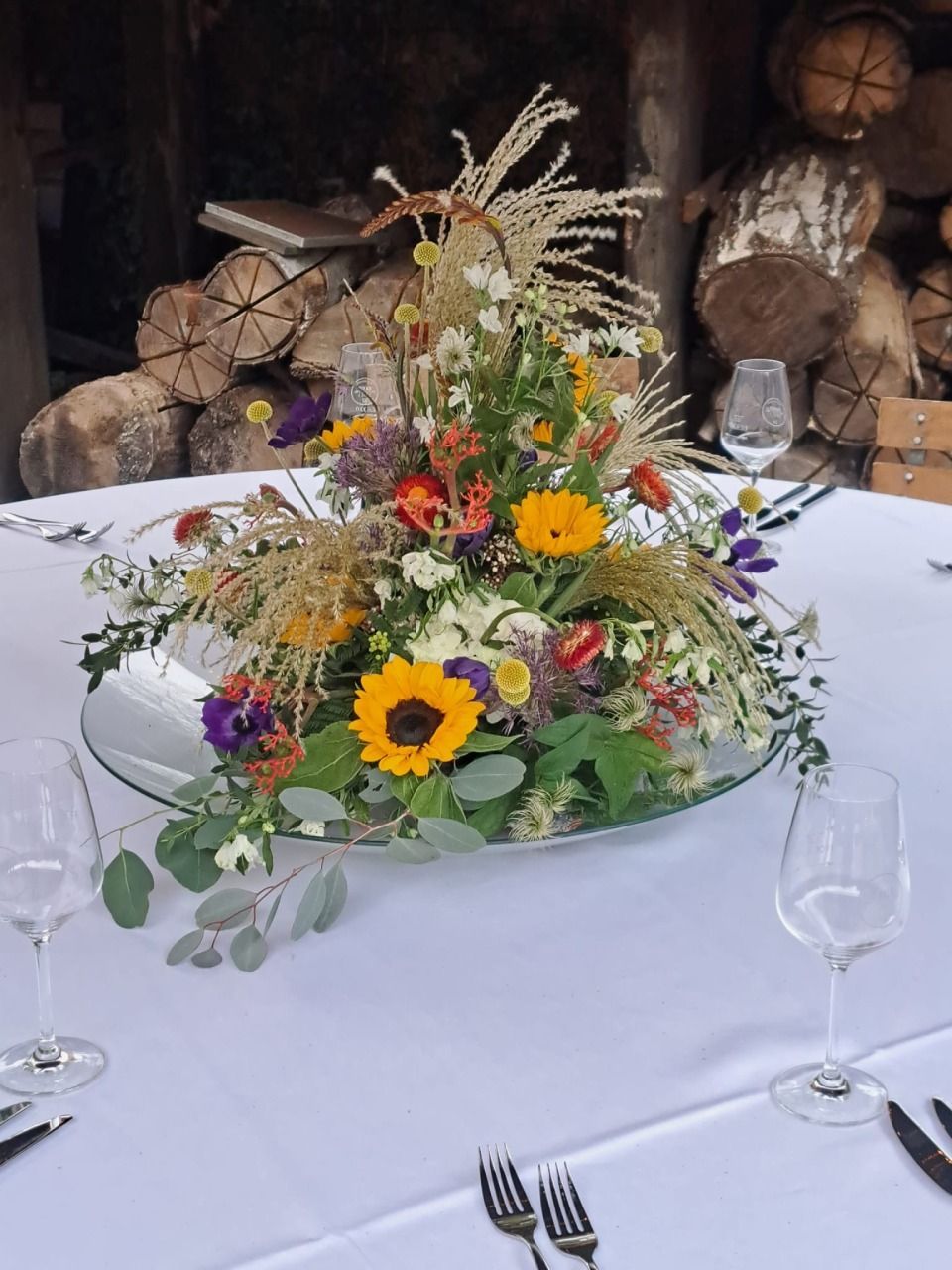 Tischdeko mit Sonnenblumen