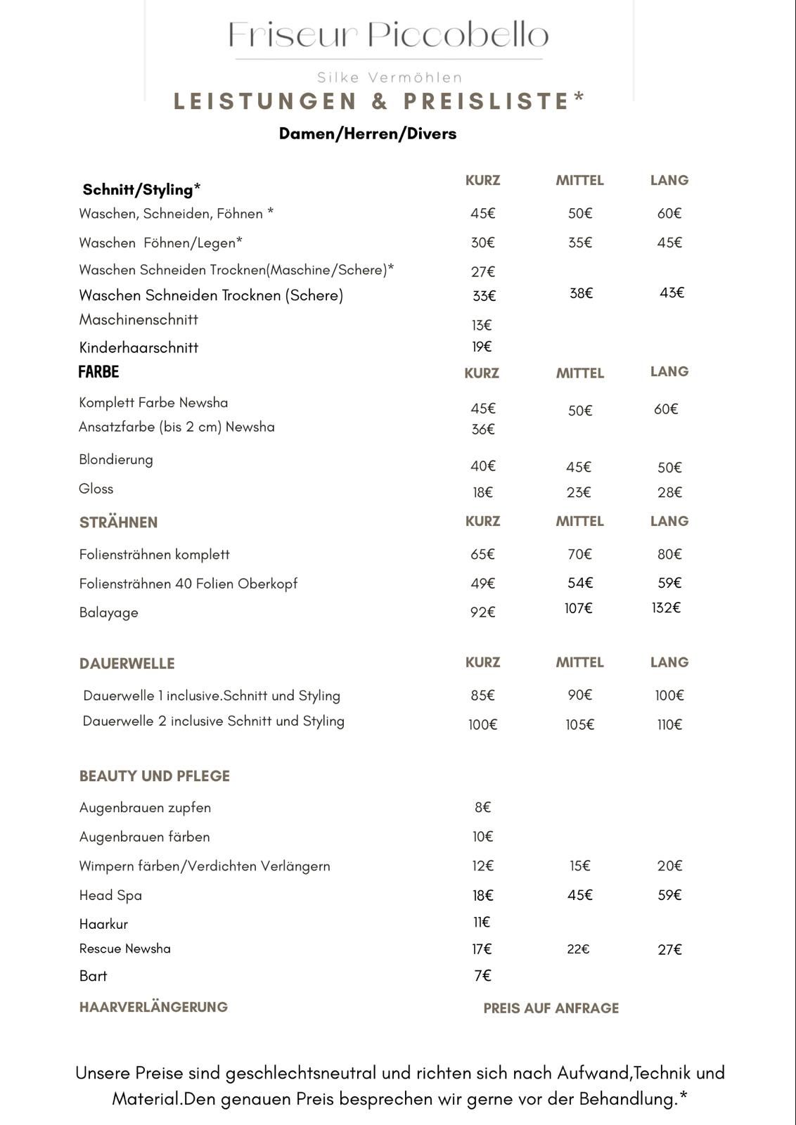 Preisliste