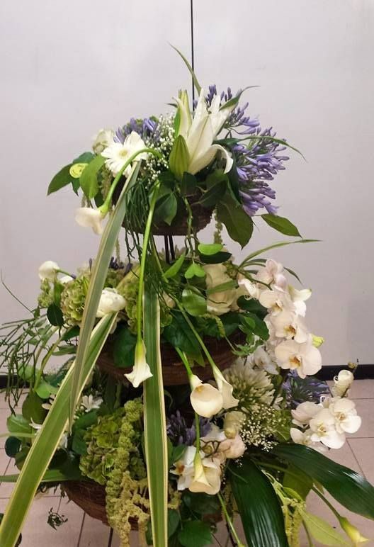 Une compositin florale sur plusieurs niveaux