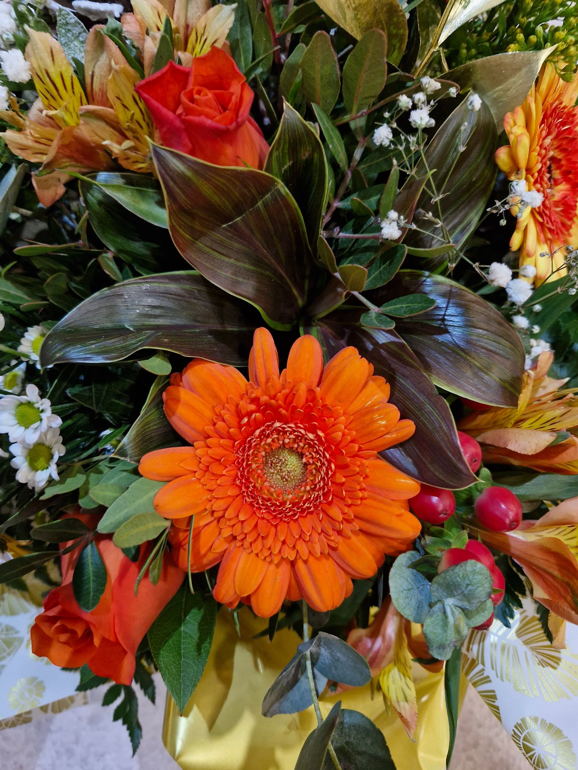 Bouquet de fleurs couleur orangée