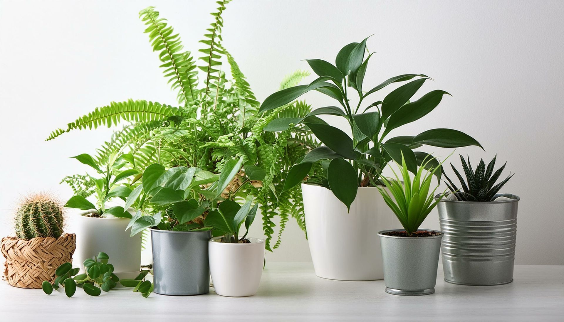 Des plantes dans des pots blancs et gris