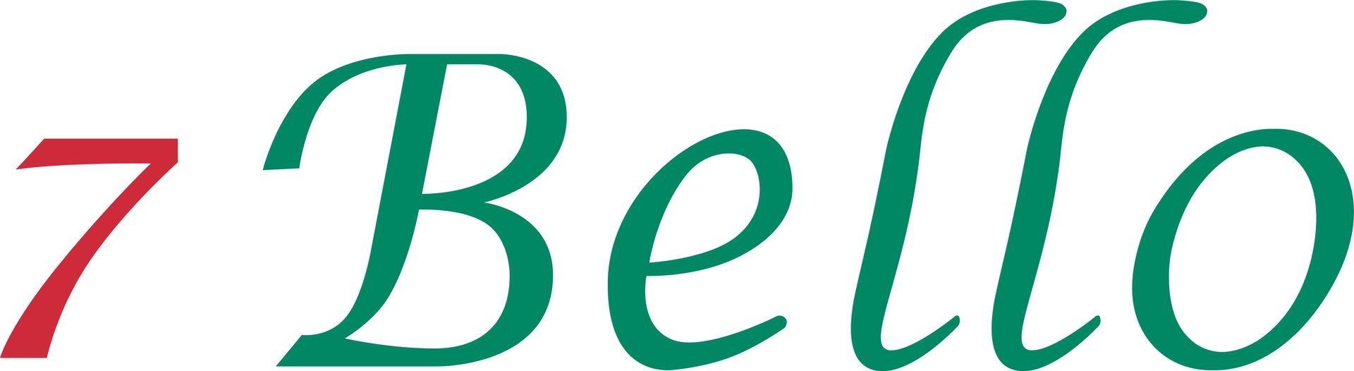 „7 Bello“ in roter und grüner Schreibschrift.