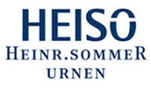 Das Logo von Heisso Heinr.Sommer Urnen ist blau und weiß.