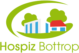 Ein Logo für das Krankenhaus Bottrop mit einem Haus und Bäumen