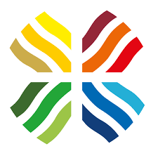 Eine regenbogenfarbene Blume mit weißem Hintergrund