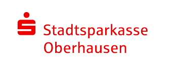 A red and white logo for stadtsparkasse oberhausen