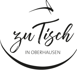 A black and white logo for zu tisch in oberhausen.