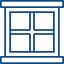 Un icono azul y blanco de una ventana con cuatro cuadrados.