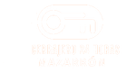 Un logo blanco con una imagen de una cámara y las palabras 