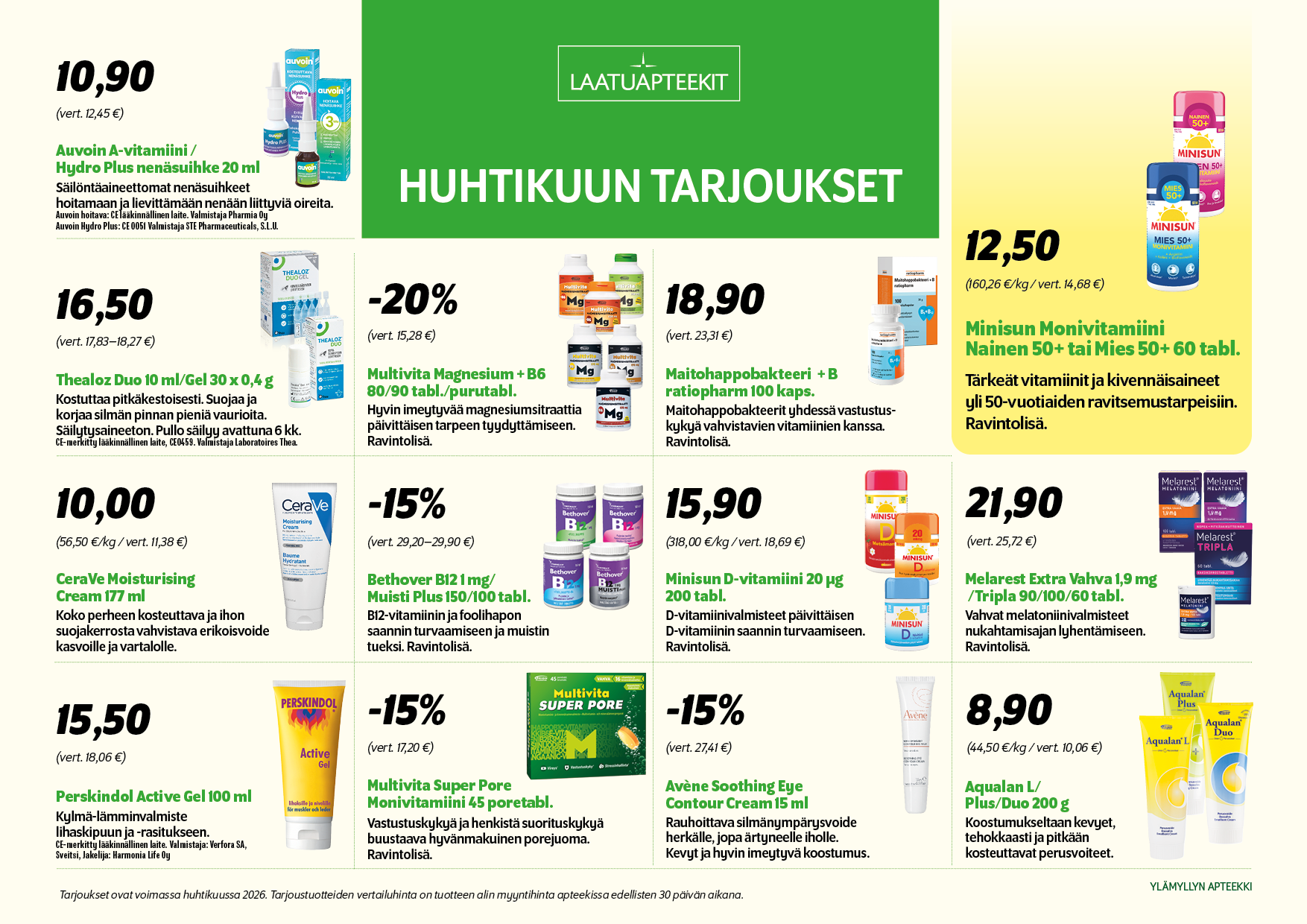  Laatuapteekit tarjoukset