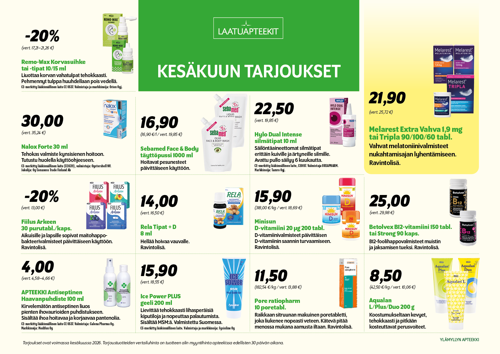  Laatuapteekit tarjoukset
