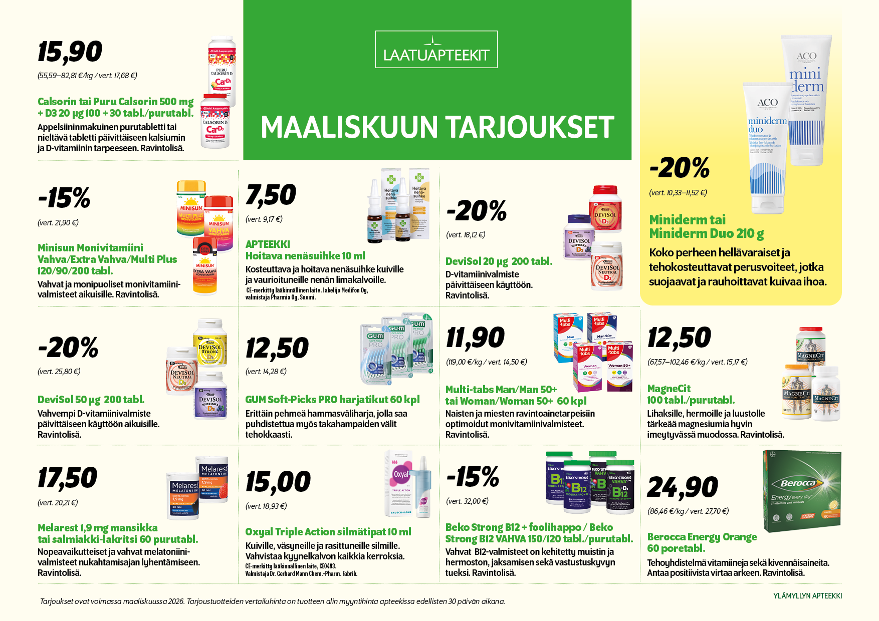  Laatuapteekit tarjoukset