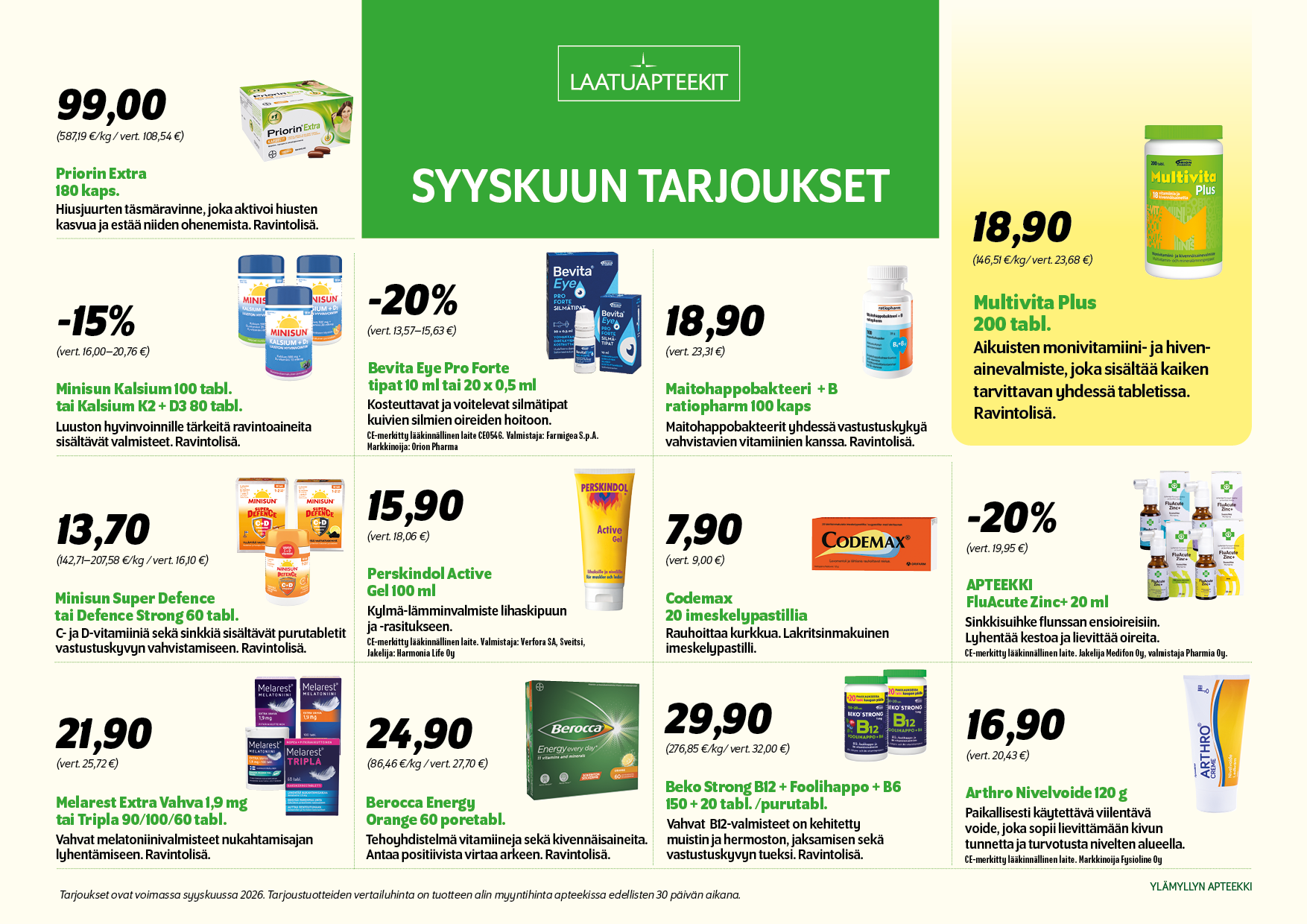  Laatuapteekit tarjoukset