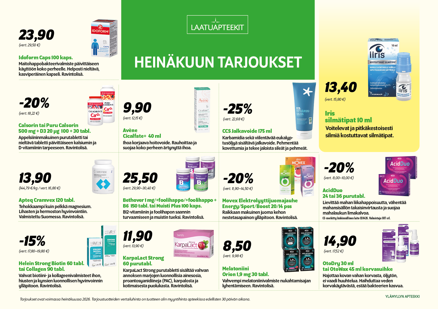  Laatuapteekit tarjoukset