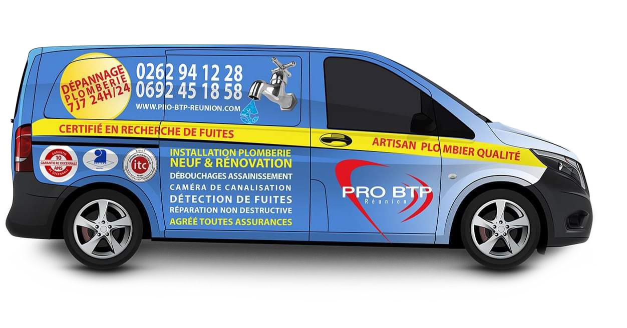 Utilitaire aux couleurs de PRO BTP Réunion