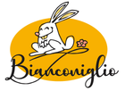 Un logo per biancamiglia con un coniglio e un fiore