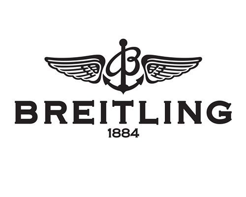 ein Schwarz-Weiß-Logo für Breitling mit einem Anker und Flügeln .