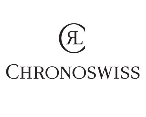 ein schwarz-weißes Logo für chronoswiss auf weißem Hintergrund .