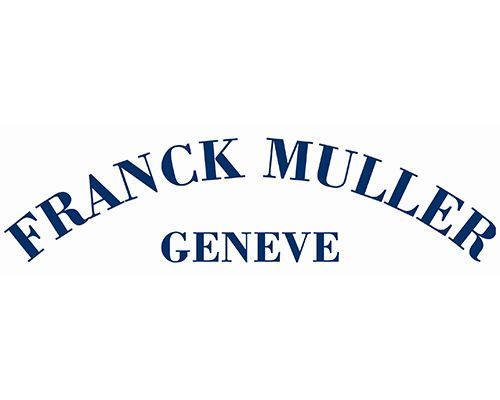 Das Logo für franck muller genève ist blau und weiß .