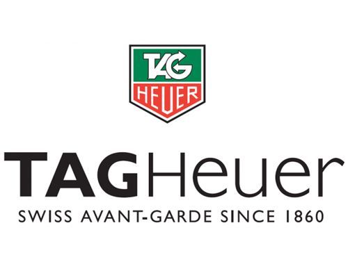 Das Logo von Tag Heuer ist auf einem weißen Hintergrund .