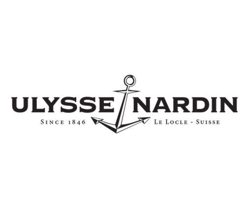 ein Schwarz-Weiß-Logo für Ulysse nardin mit einem Anker darauf .