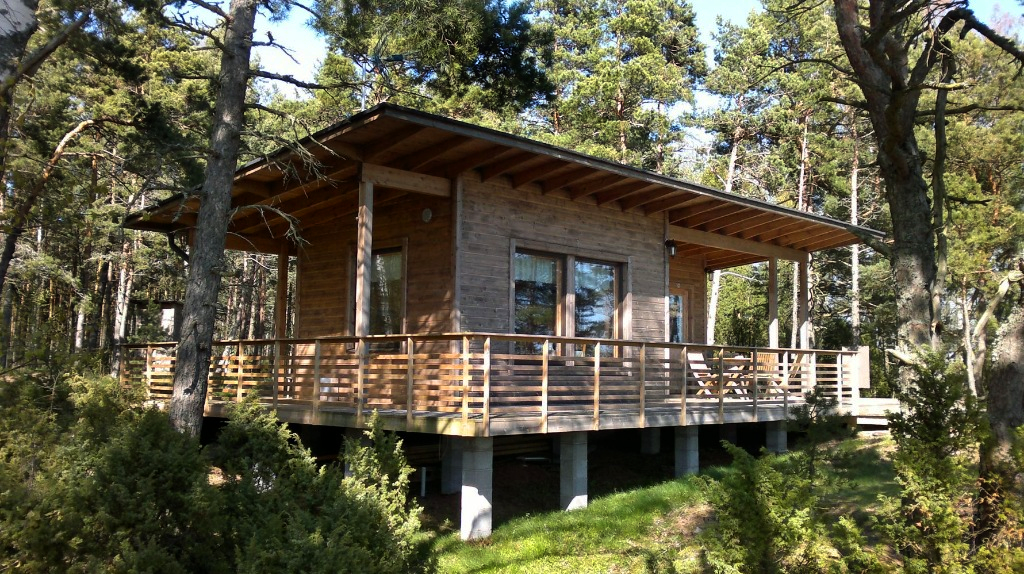 Puinen mökki metsässä