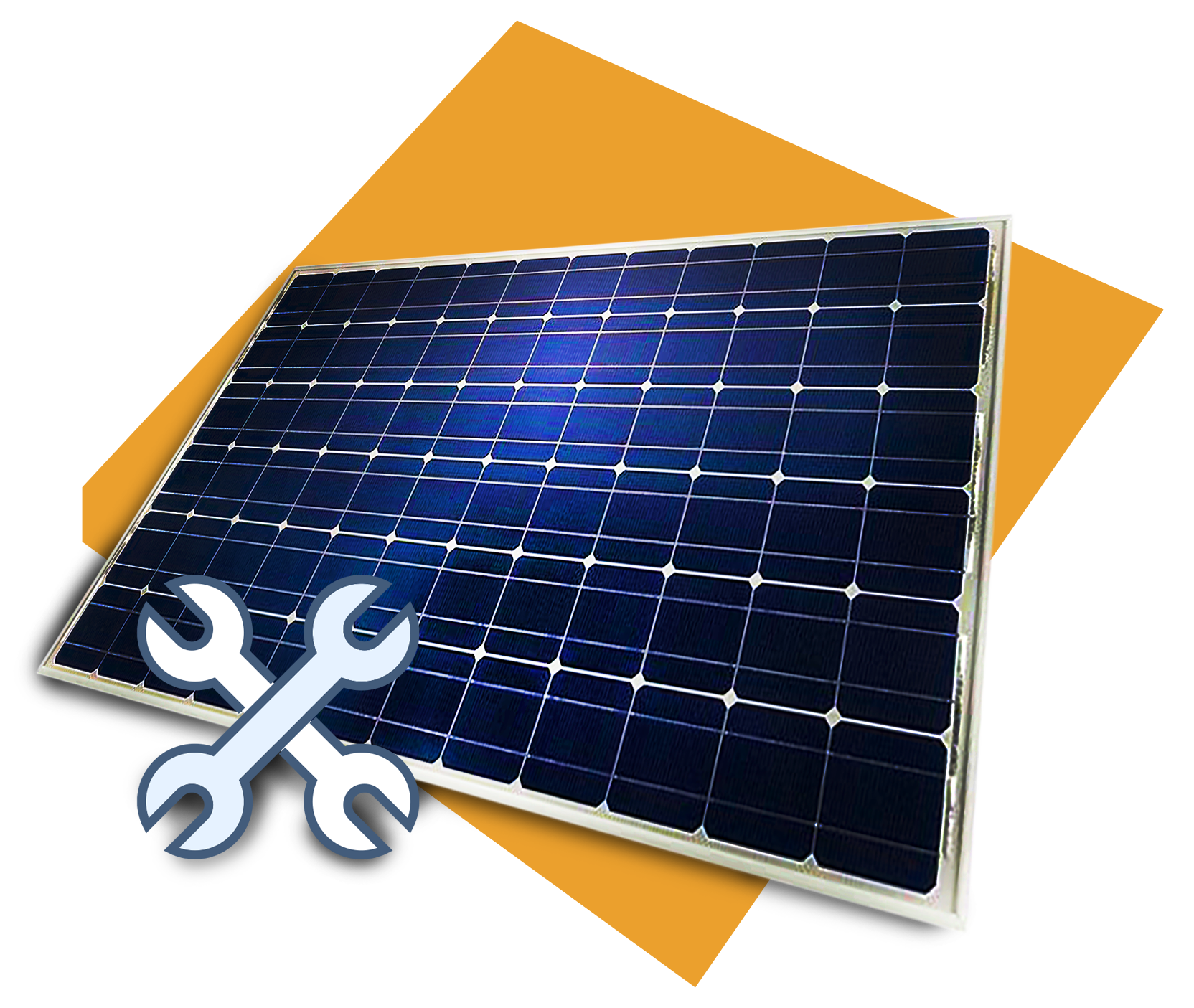 Un panneau solaire avec des outils en croix par dessus