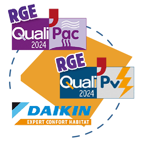 Montage des logos RGE QualiPAC, RGE QualiPV et Daikin